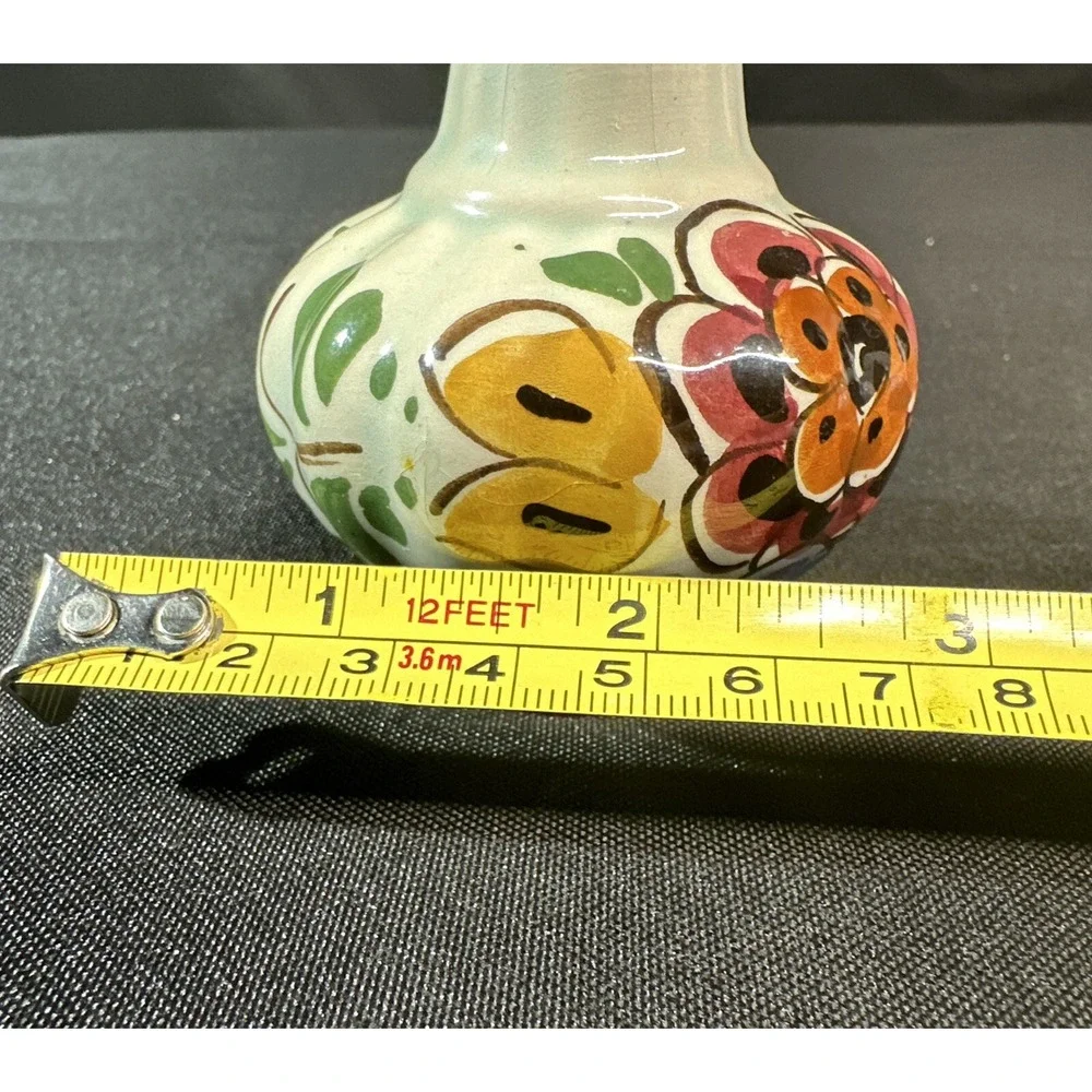 Vintage Dutch Delft Polychrome Hand Painted Floral Bud Vase Holland 4